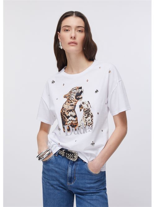 T-shirt con stampa e ricami gioiello LIU JO | WA6331JS904/P9272